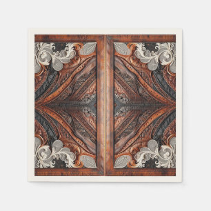 Mehrfarbige Leder- und elegante Spitze rustikale H Serviette