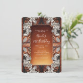 Mehrfarbige Leder und Spitzen sehen zum Geburtstag Einladung (Stehend Vorderseite)