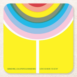 Mehrfarbige "Liebe ist hier, um bleibe" Untersetze Rechteckiger Pappuntersetzer