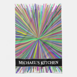 Mehrfarbige Linie Explosions-Muster + Geschirrtuch