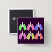 Mehrfarbige Lungen - Atemtherapiedesign Button (Vorne & Hinten)