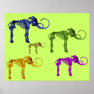 Mehrfarbige Mammoth-Skelette Poster