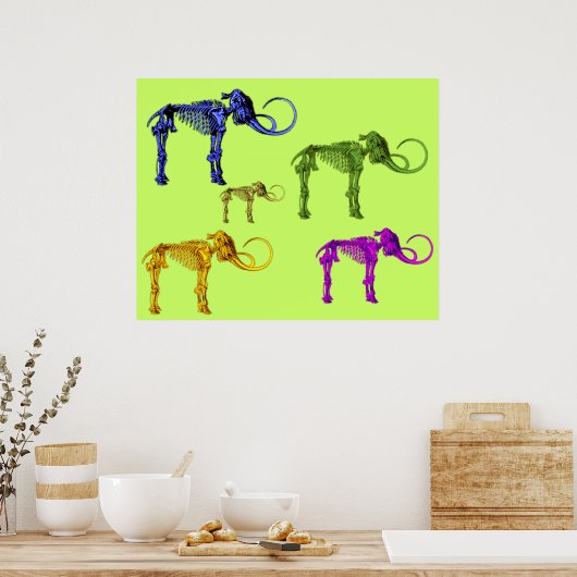 Mehrfarbige Mammoth-Skelette Poster (Küche)