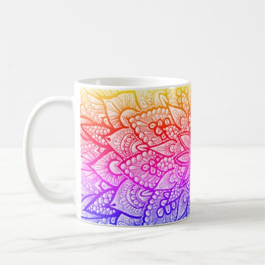 Mehrfarbige Mandala-Design Original Kunst Tasse (Links)