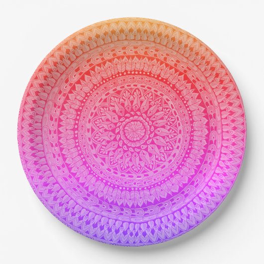 Mehrfarbige Mandala Originalkunst  Pappteller (Vorderseite)
