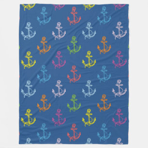 Mehrfarbige maritime Bootsanker Muster Fleecedecke