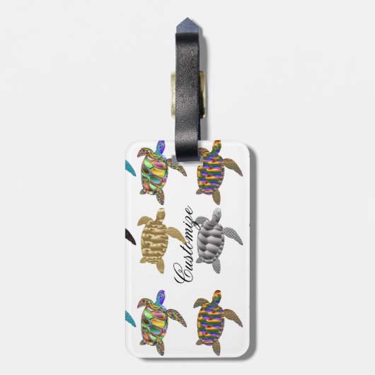 Mehrfarbige Meeresschildkröten Thunder_Cove Gepäckanhänger (Rückseite vertikal)