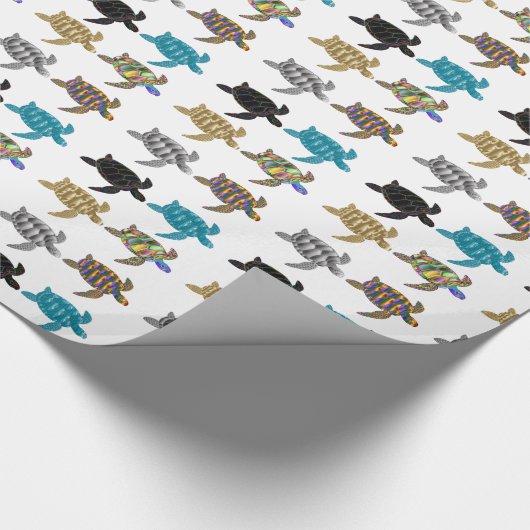 Mehrfarbige Meeresschildkröten Thunder_Cove Geschenkpapier (Ecke)