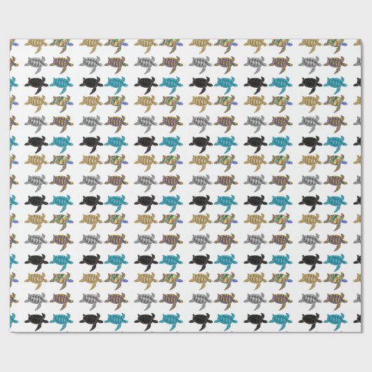 Mehrfarbige Meeresschildkröten Thunder_Cove Geschenkpapier (Flach)