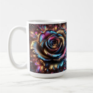 Mehrfarbige Metallische Rose mit dynamischen Schnö Kaffeetasse