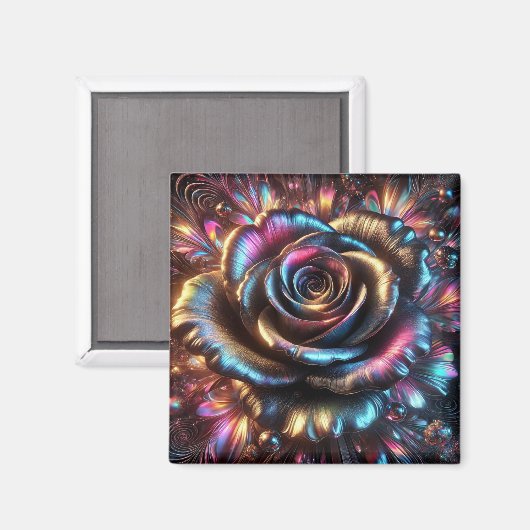 Mehrfarbige Metallische Rose mit dynamischen Schnö Magnet (Vorderseite/Rückseite)