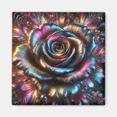 Mehrfarbige Metallische Rose mit dynamischen Schnö Magnet (Vorne)