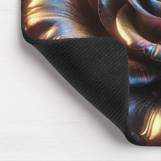 Mehrfarbige Metallische Rose mit dynamischen Schnö Mousepad (Ecke)