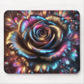 Mehrfarbige Metallische Rose mit dynamischen Schnö Mousepad (Vorne)