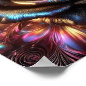 Mehrfarbige Metallische Rose mit dynamischen Schnö Poster (Ecke)