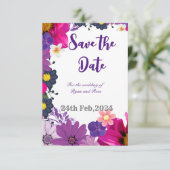 Mehrfarbige minimalistische, blumengeschmückte Sav Save The Date (Stehend Vorderseite)