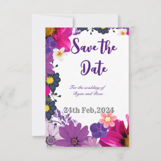 Mehrfarbige minimalistische, blumengeschmückte Sav Save The Date