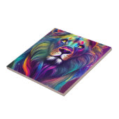 Mehrfarbige moderne digitale Kunst - Majestic Lion Fliese (Seite)