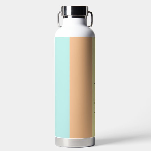 Mehrfarbige moderne Streifen mit Namen Trinkflasche (Vorderseite)
