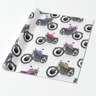 Mehrfarbige Motorradmuster Geschenkpapier