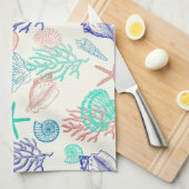 Mehrfarbige Muscheln Geschirrtuch (Viertel Falte)