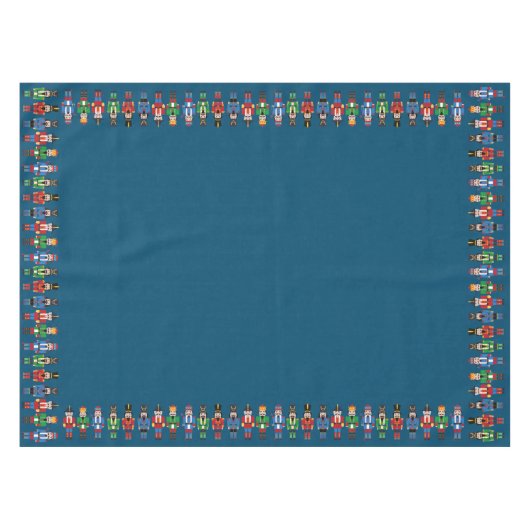 Mehrfarbige Nutcracker auf Bluegreen-Hintergrund Tischdecke (Vorderseite (Horizontal))
