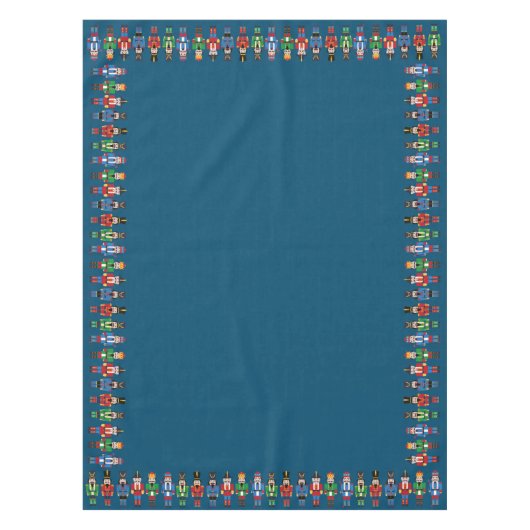 Mehrfarbige Nutcracker auf Bluegreen-Hintergrund Tischdecke (Vorderseite)