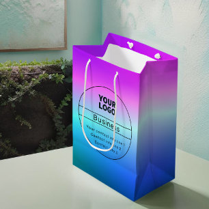 Mehrfarbige Ombre & Geschäft-/Marken-Kontaktinform Mittlere Geschenktüte
