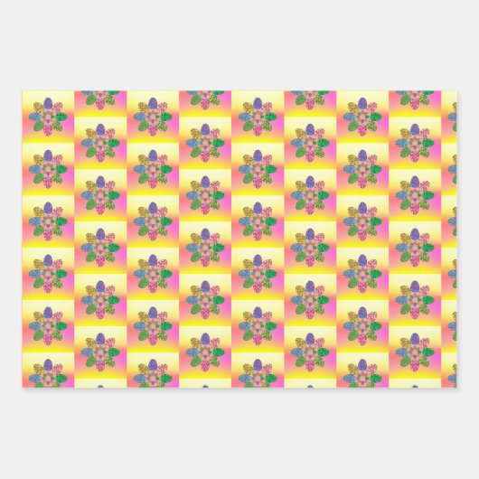 Mehrfarbige Ostereier Geschenkpapier Set (Vorderseite 3)