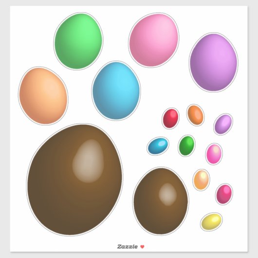 mehrfarbige Ostereier und Jellybeans Aufkleber (Blatt)