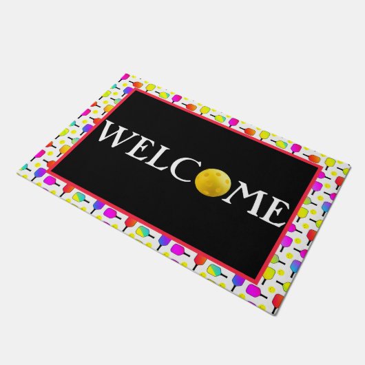 Mehrfarbige Paddle & Balls, Begrüßung Fußmatte (Schrägansicht)