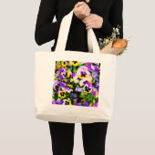 mehrfarbige Pansy-Blume Jumbo Stoffbeutel (Vorderseite (Produkt))