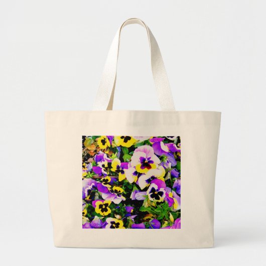 mehrfarbige Pansy-Blume Jumbo Stoffbeutel (Vorne)