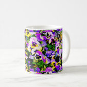 mehrfarbige Pansy-Blume Kaffeetasse (VorderseiteRechts)