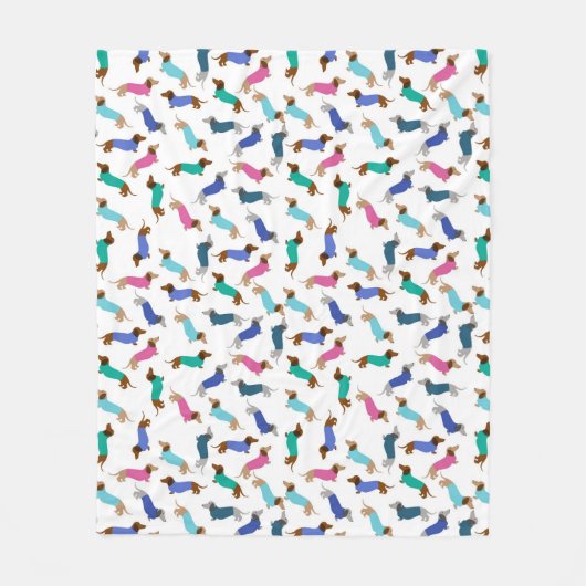 Mehrfarbige Pastell-Dackel Fleece Blanket (Vorderseite)