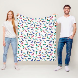 Mehrfarbige Pastell-Dackeldecke aus Flies Fleecedecke