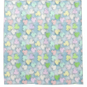 mehrfarbige Pastell-Kautschukhähne Duschvorhang (Vorderseite)