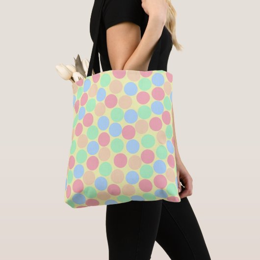 Mehrfarbige Pastell-Punkte-Muster Tasche (Von Nahem)
