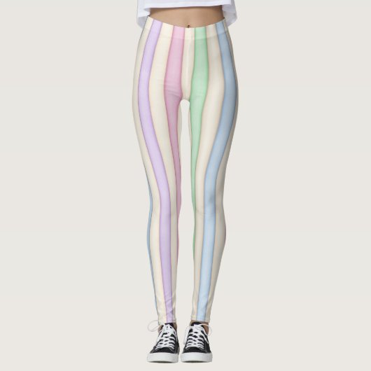 mehrfarbige Pastelle gestreift Leggings (Vorderseite)