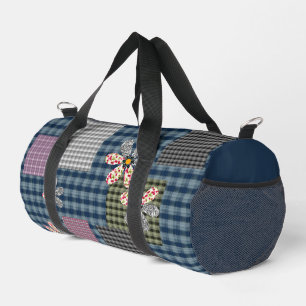 Mehrfarbige Patchwork-Retro-Muster im rustikalen S Duffle Bag