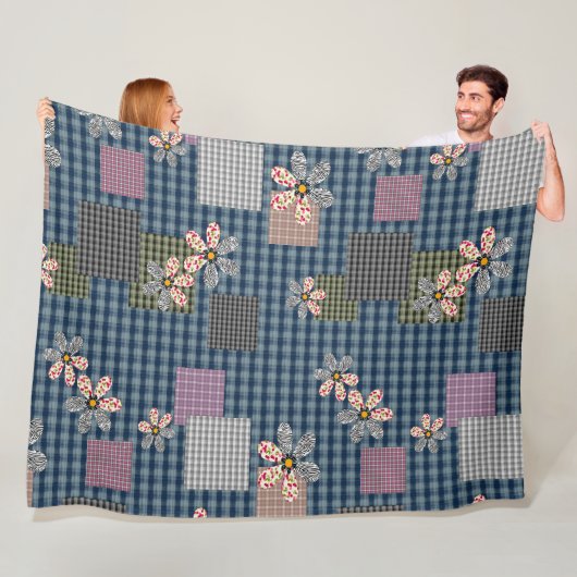 Mehrfarbige Patchwork-Retro-Muster im rustikalen S Fleecedecke (Beispiel)