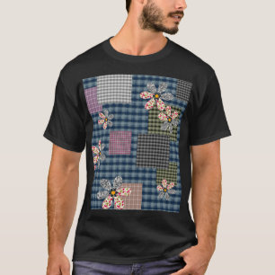 Mehrfarbige Patchwork-Retro-Muster im rustikalen S T-Shirt