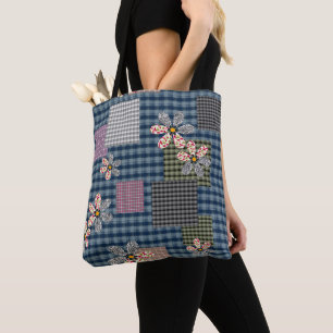 Mehrfarbige Patchwork-Retro-Muster im rustikalen S Tasche