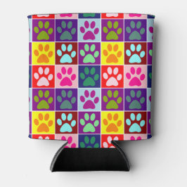 Mehrfarbige Paws auf mehrfarbigen Plätzen Dosenkühler