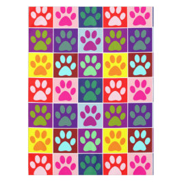 Mehrfarbige Paws auf mehrfarbigen Plätzen Tischdecke