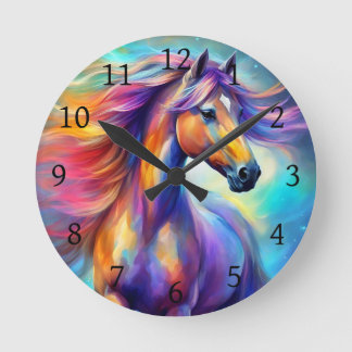 Mehrfarbige Pferd Farbige Runde Wanduhr
