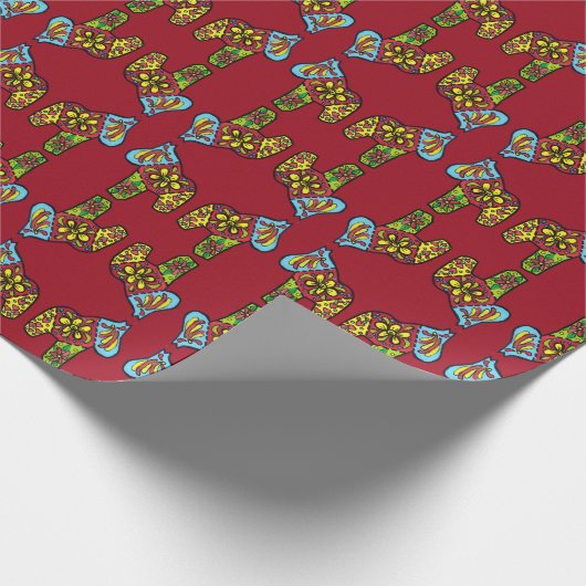 Mehrfarbige Pferde Geschenkpapier (Ecke)