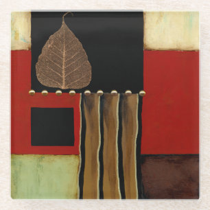 Mehrfarbige Platten-Malerei mit Brown-Blatt Glasuntersetzer