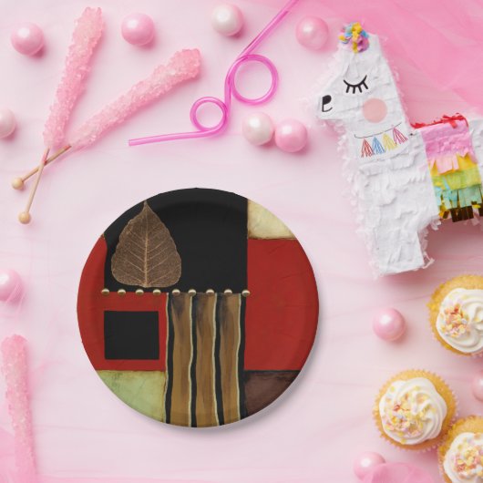 Mehrfarbige Platten-Malerei mit Brown-Blatt Pappteller (Party)