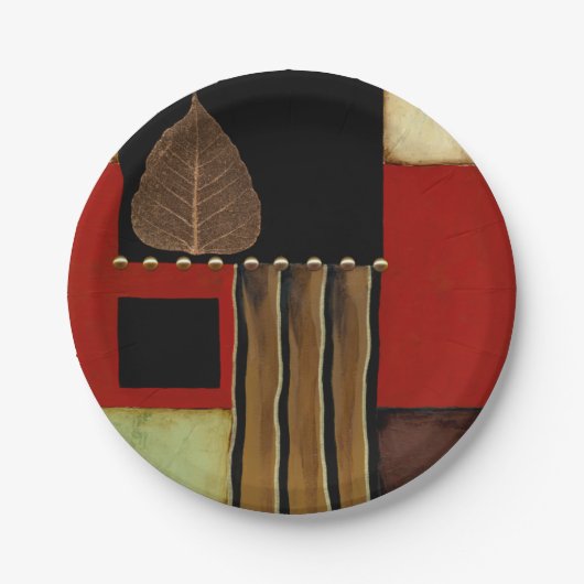 Mehrfarbige Platten-Malerei mit Brown-Blatt Pappteller (Vorderseite)